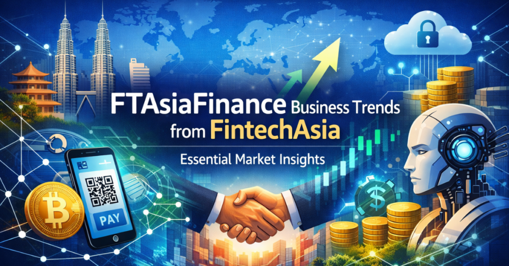 FTAsiaFinance Business Trends from FintechAsia feature image showing Asia’s fintech ecosystem, digital payments, blockchain, AI, and modern financial growth.