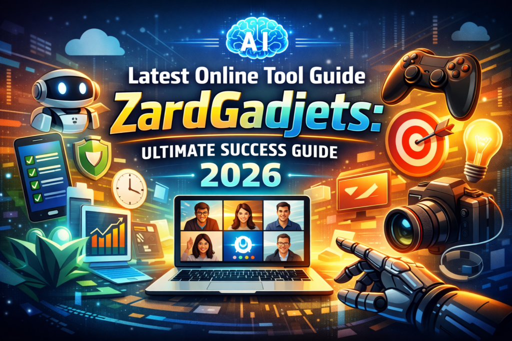 Latest Online Tool Guide ZardGadjets feature image showing a futuristic digital banner with AI, gaming, productivity, security, and online tools representing technology and innovation in 2026.
