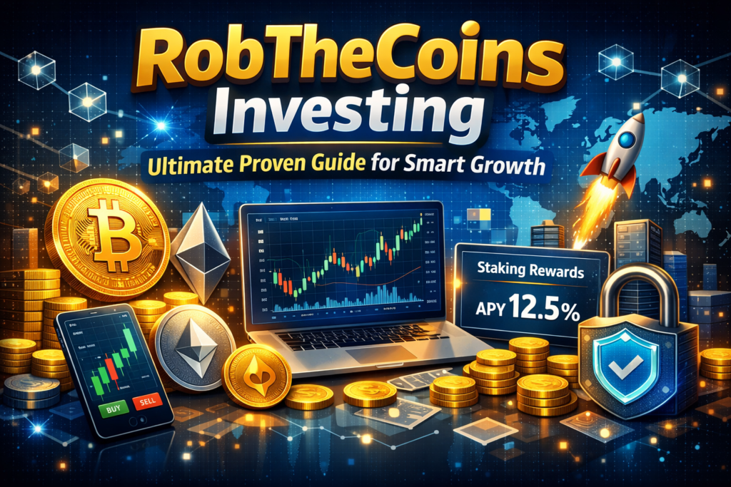 Robthecoins investing: Ultimate Proven Guide for Smart Growth feature image showing cryptocurrency trading, blockchain technology, digital finance charts, and smart investment growth concepts.