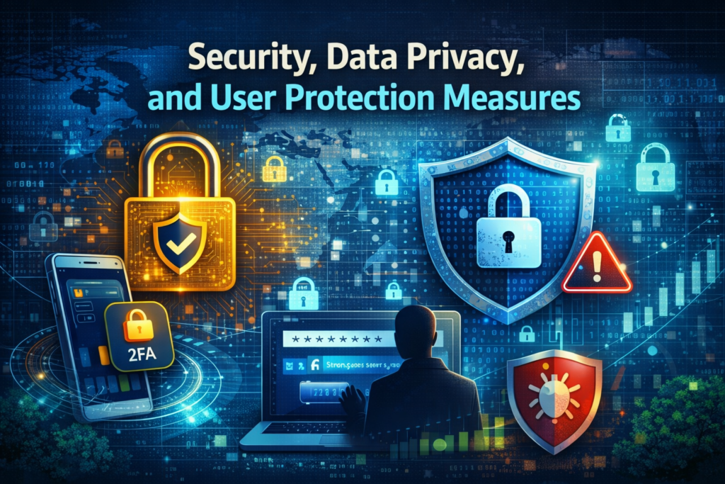 5starsstocks .com security and data privacy measures showing encrypted login, two-factor authentication, and user protection system