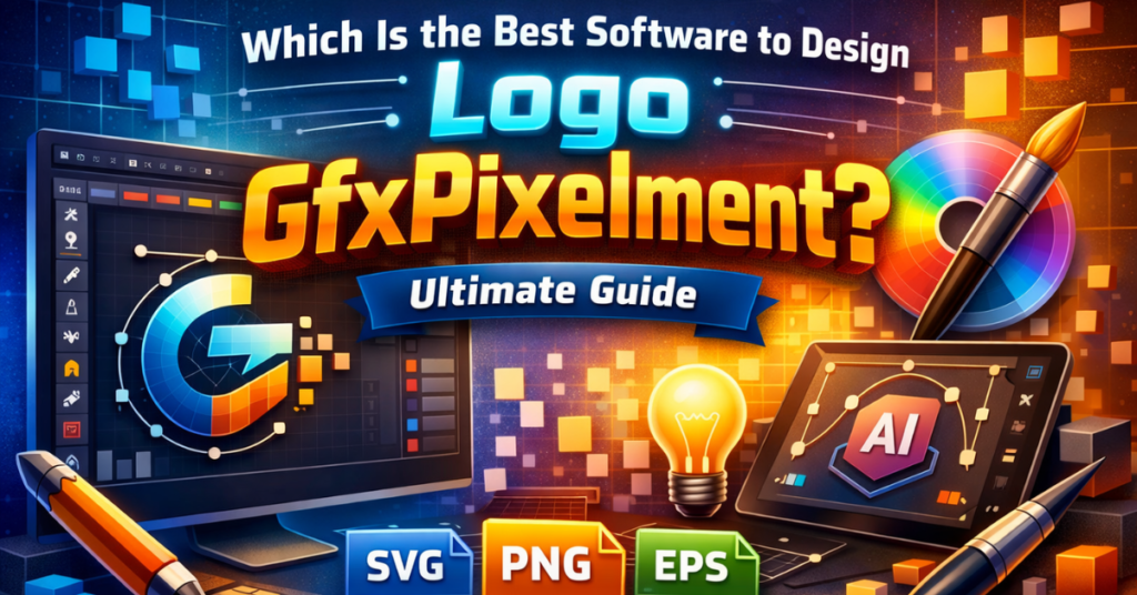 Which Is the Best Software to Design Logo GfxPixelment? – feature image showing vector logo design tools, pixel-perfect graphics, and modern branding software interface