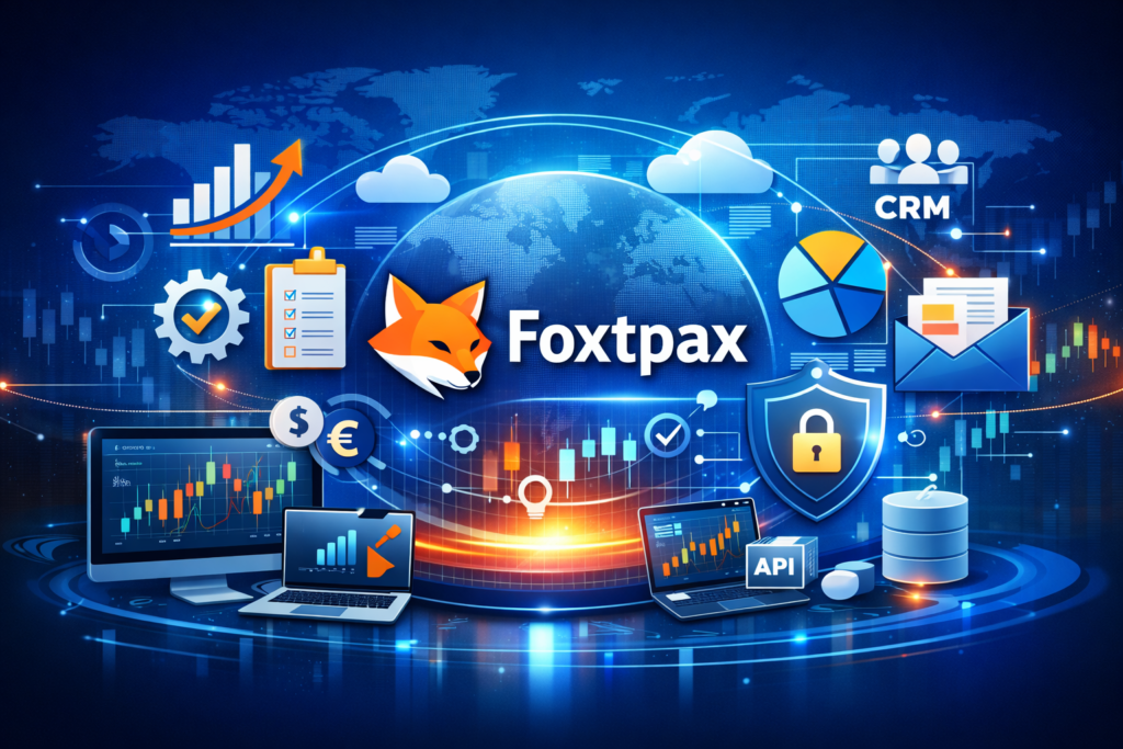 Information About Foxtpax Software: Ultimate Features & Benefits – feature image showing Foxtpax dashboard, automation tools, CRM, analytics, and secure cloud-based business management system
